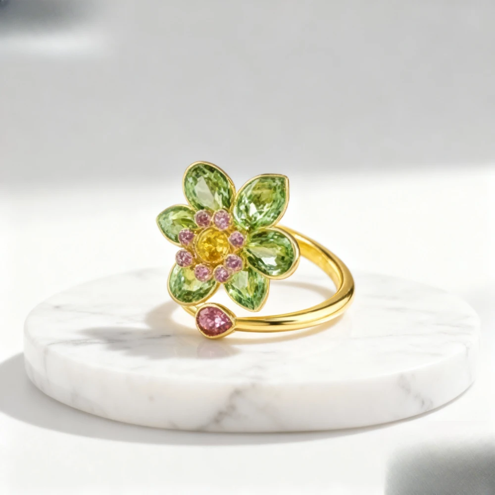 

Fashionable, Gorgeous, Colorful, Floral Charm, Open Ring, Party, Trendy, Versatile, High Quality Jewelry Fashion Jewelry