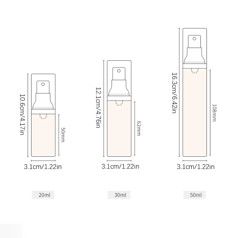 휴대용 빈 로션 에어리스 진공 리필 가능 병, 여성 여행 병 펌프 세면 용품 화장품 용기, 20 ml, 30 ml, 50ml