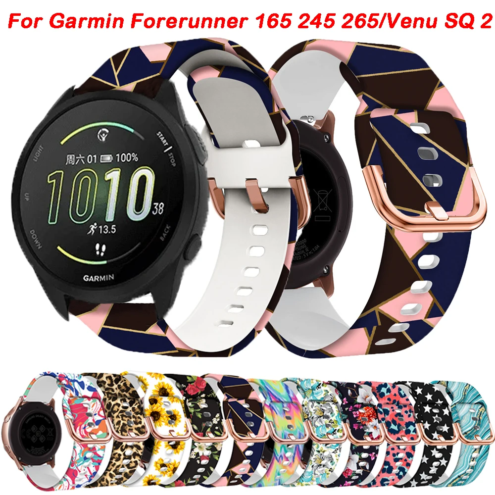 Bracelet de montre en silicone pour Garmin Forerunner, accessoires de bracelet de montre, 20mm, 165, 645, 245, Vivoactive 5, 3, Venu 2, SQ