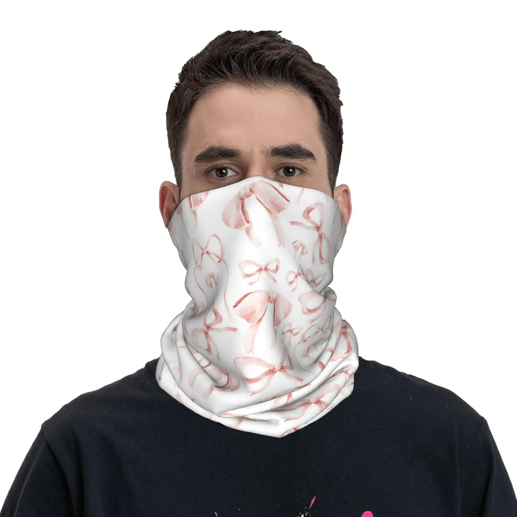 Preppy Pale Watercolor Goth Girlie Bows Ribbons Bandana Neck Cover Printed Mask Scarf Balaclava Running For Men Women Adult