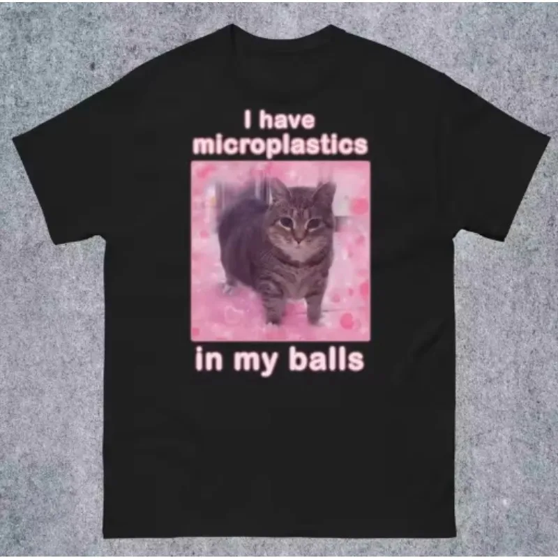 

Футболка I Have Microplastics in My Balls с забавным котом-мемом, подарок для женщин, рубашка с железными кошками, глупые, глупые подарки, футболка с котом Goofy Ahh