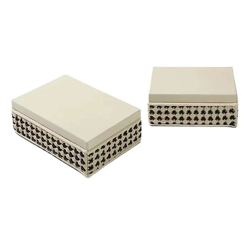 Leather Jewelry Organizer Box Weaving Design Jewelry Display Storage Boxes Portable Bracelet Packaging Luxury Desktop Decoration