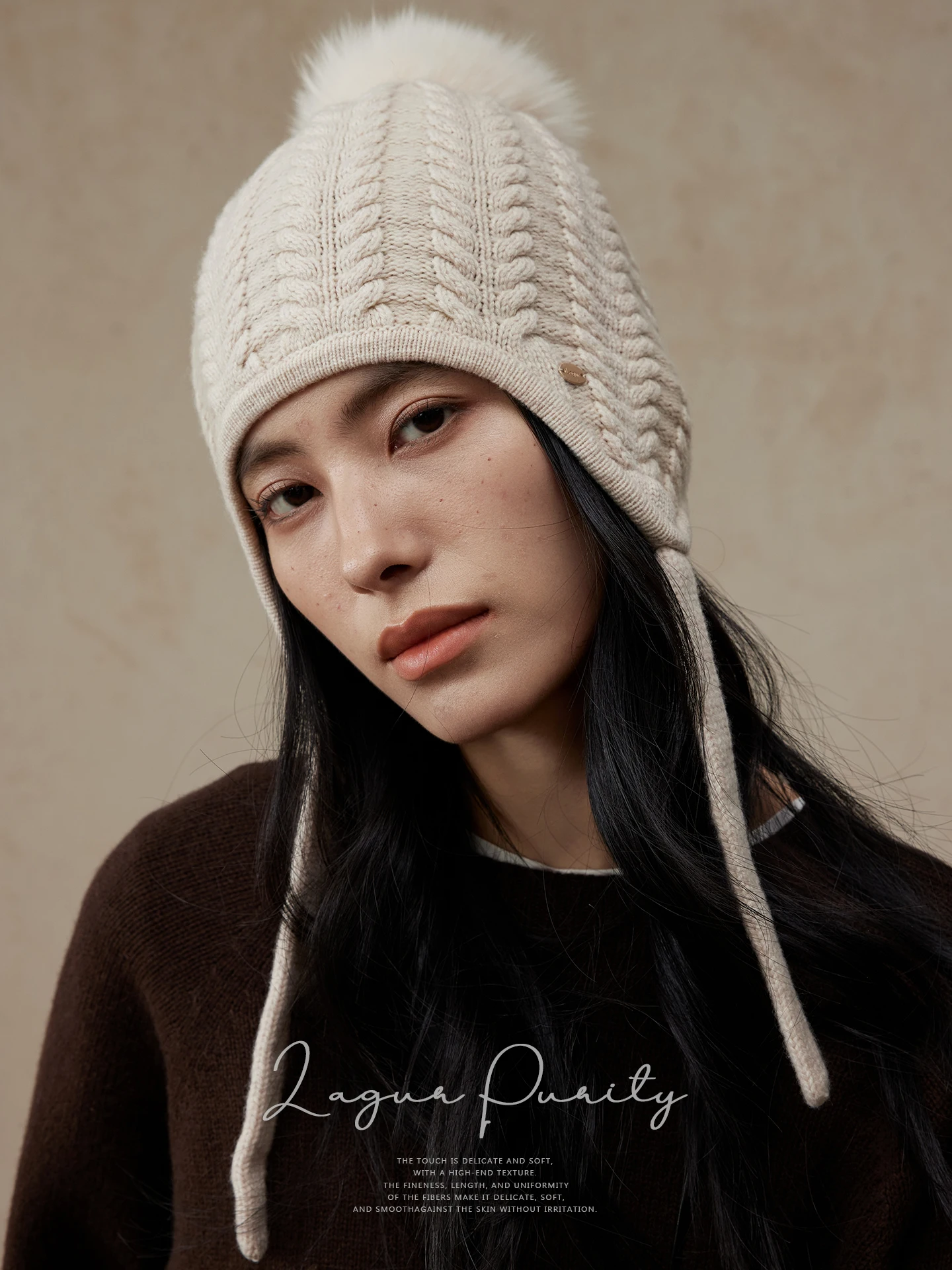 lagur-snow-velvet-flower-knitted-woolen-hat-with-real-fur-ball-for-women-winter-warm-ear-protecting-tied-knitwear-cap