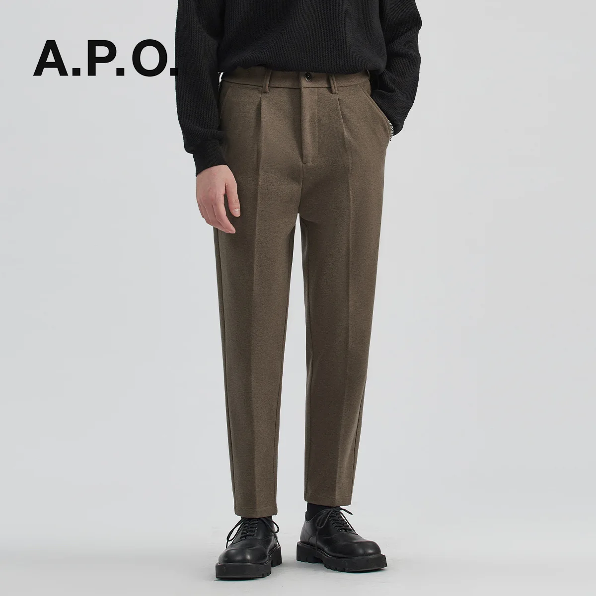 

Man Suit Pants 2026 Spring New Wool Blend Trousers Men's Hihg Waist Wide Leg Pants Wrinkle Resistant High End Straight Pants