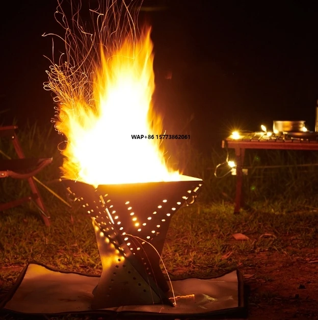 

Титановая походная дровяная печь, портативная складная дровяная печь для кемпинга, легкая мини-походная печь для кемпинга на открытом воздухе