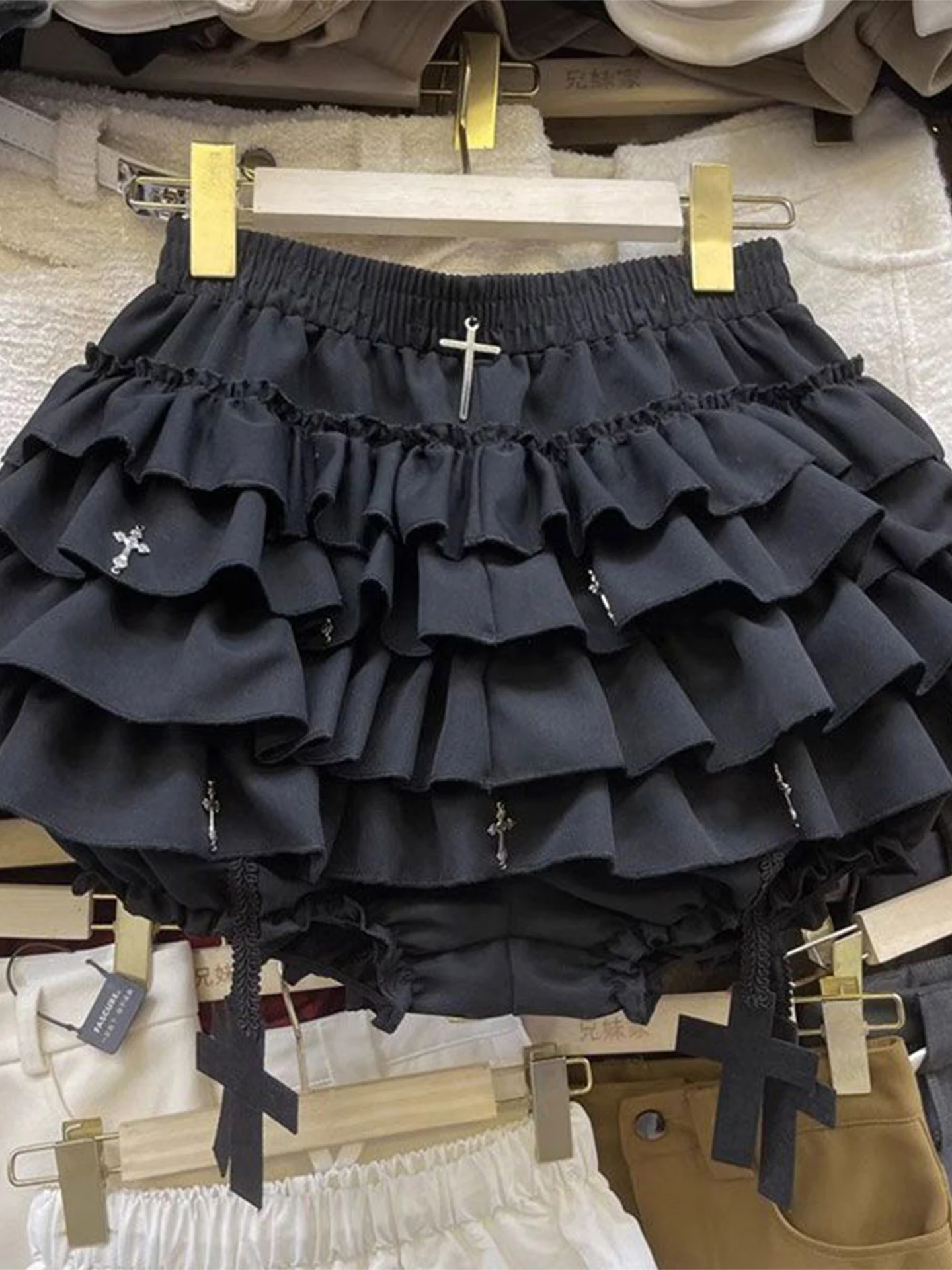 Jupe Bla avec Design croisé pour femmes, jupe gâteau d'été Y2K, Anti-lumière, coupe ample, taille haute, couleur Pure, jupe trapèze