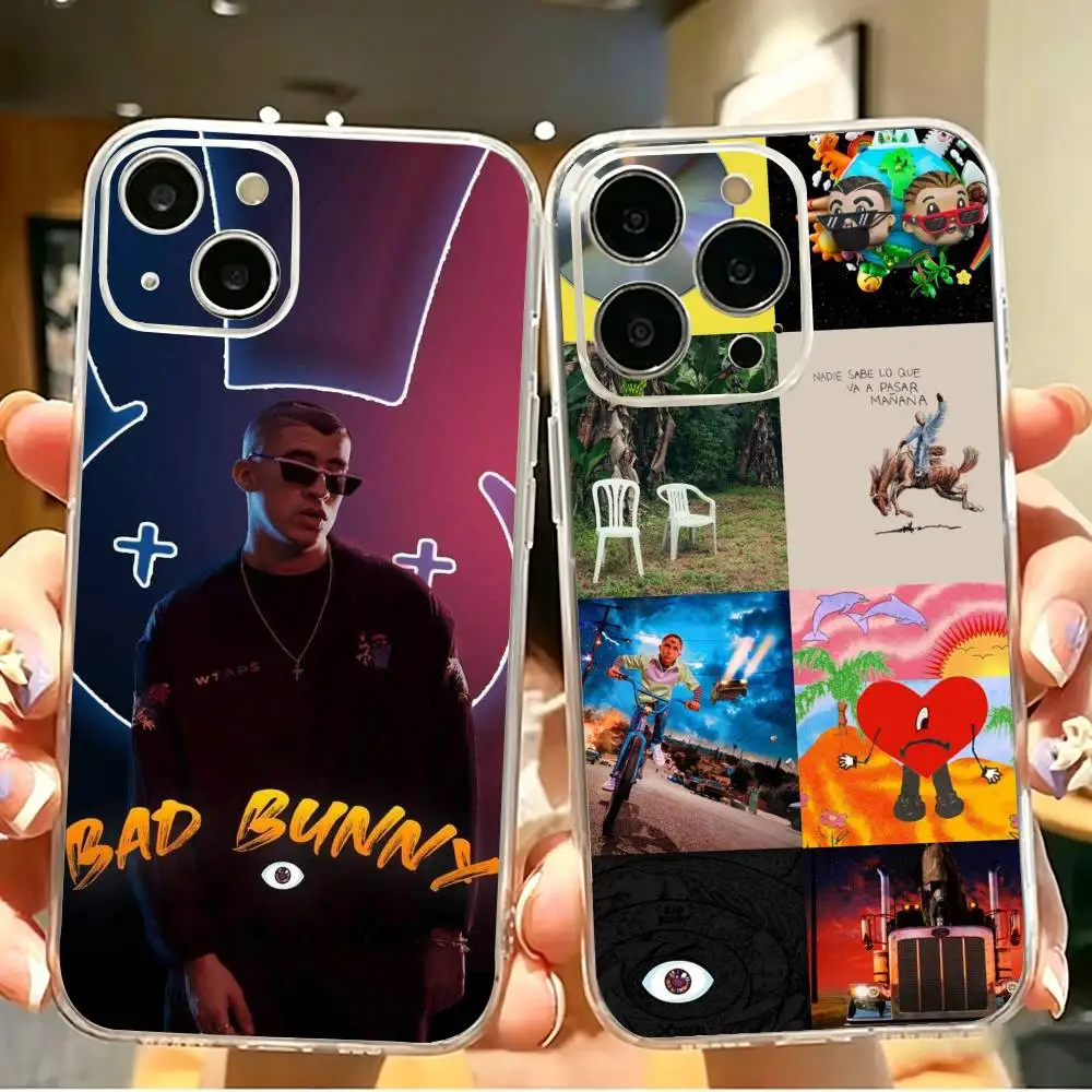 

Rapper B-Bad B-Bunny Clear Hard Phone Case For iPhone 17 16 15 14 13 12 11 Mini Pro Max Plus Transparent Shockproof Cover