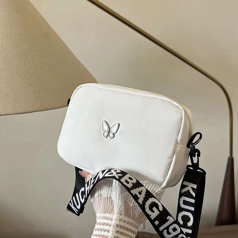 Neue Mode Frauen Nylon quadratische Handtaschen Dame Schulter Umhängetasche lässig breiten Riemen Reiß verschluss Handtasche