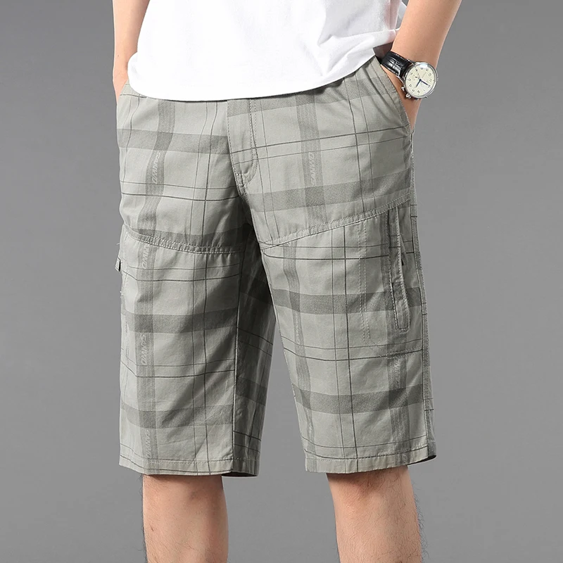 

Мужские летние шорты-карго, свободные укороченные брюки больших размеров с эластичным поясом, спортивная повседневная одежда для мужчин среднего возраста