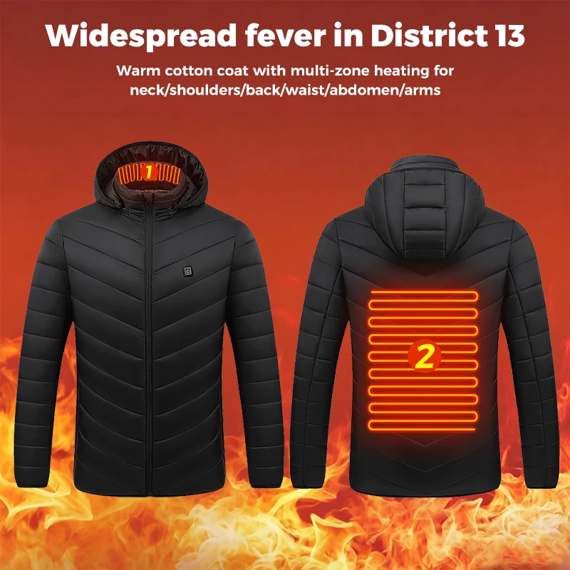2 Area Heated Jacket for Men Women Rapid Warm Up in Seconds Machine Washable Winter Coat for Hiking Fishing Low Temperature Use
