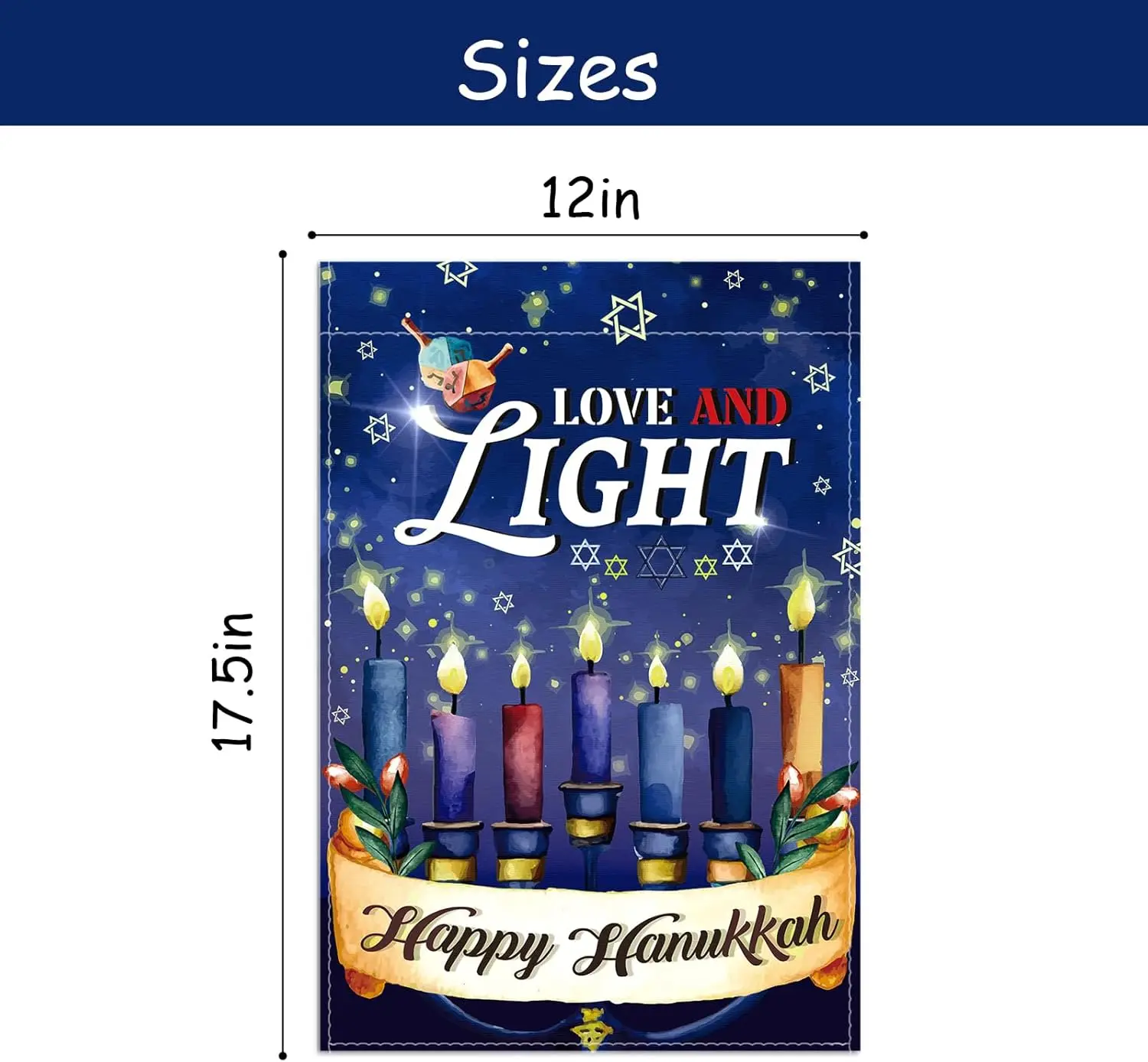 WHPCT Love and Light Happy Hanukkah Garden Flag,December Jewish Chanukah Festival Holiday Hanukkah House Decor,Star Festival Hom