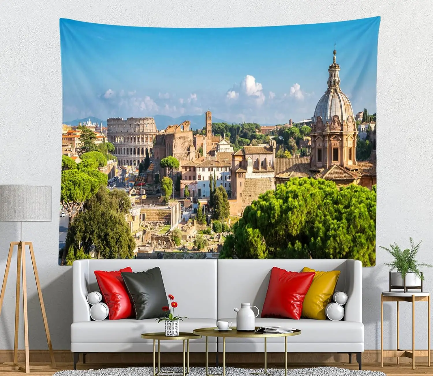 Decorative Rome Tapestry Wall Hanging Colosseum View Italy Travel Decor Vintage City Backdrop Art for Home Bedroom Living Room