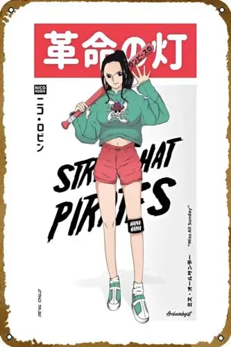 Nico Robin Anime Streetwear Poster Retro Tin Sign Funny Wall Art Decorations