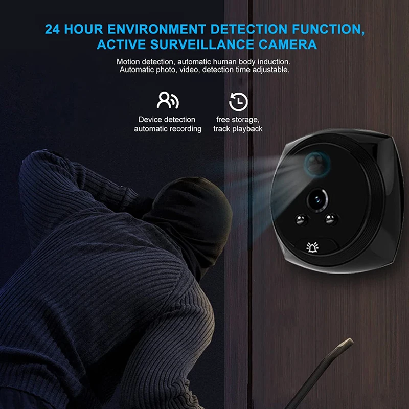 Video Doorbell Digital Peephole 4.3 Inch LCD Screen Door Viewer Camera with 145 Degree Angle PIR Night Vision Motion Detection