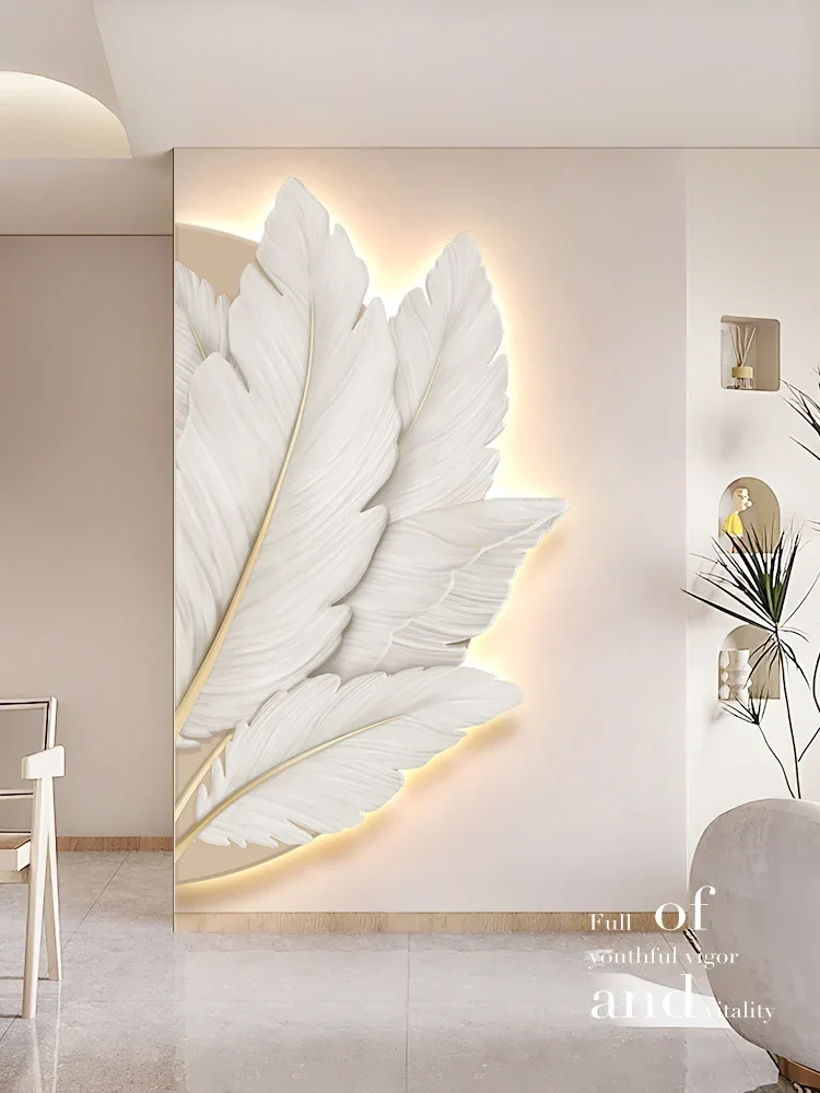 Family Entrance Feather Mural Lamp Modern Creative Living Room Background Wall Decoration LED Corridor Lighting Wall Lamp