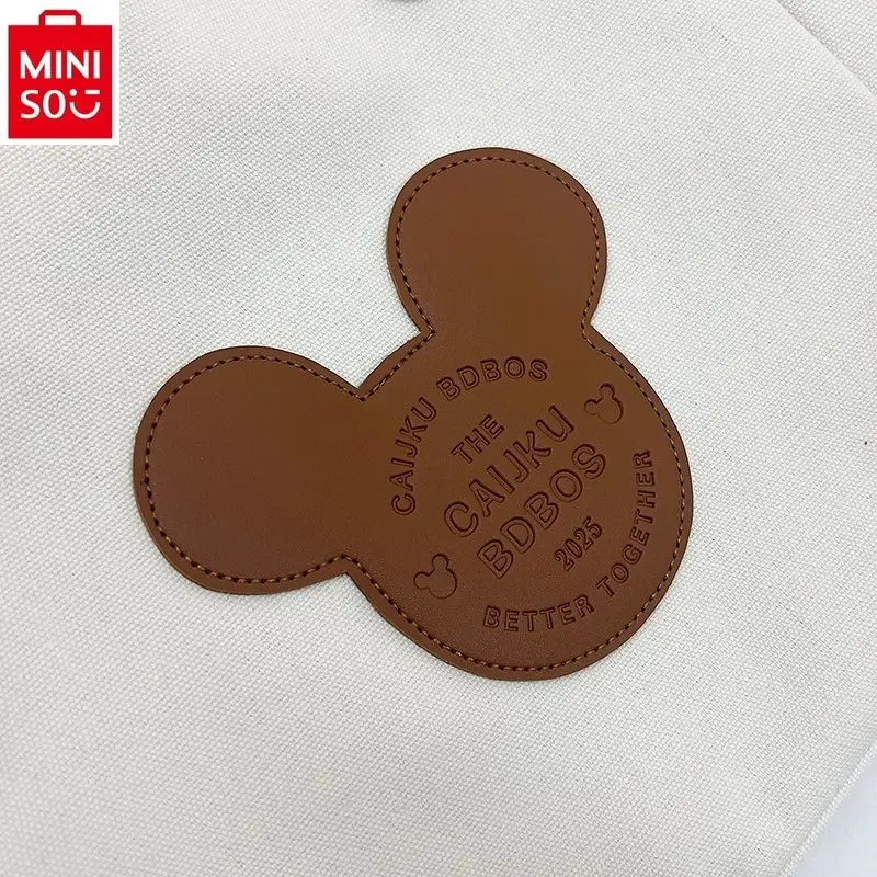 MINISO Disney Mickey modna wysokiej jakości płótno torebka z wyściełanym wyściełanianym torba na ramię dla kobiet na duże pojemność przechowywania