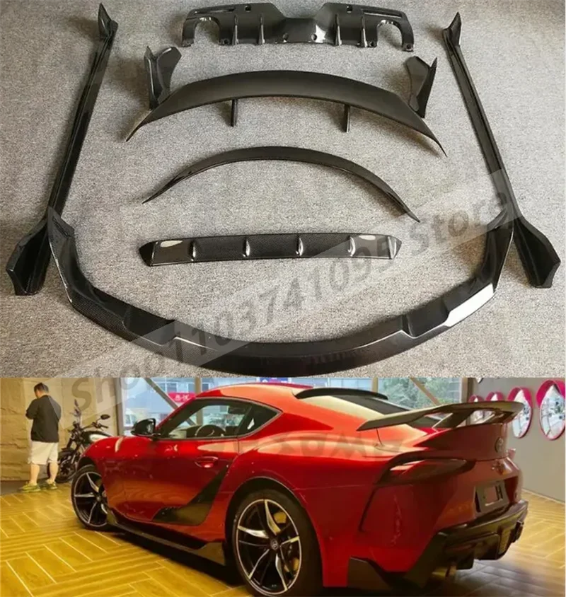 

Real Carbon Fiber Front Bumper Roof Spoiler Lip Rear Trunk Diffuser Side Skirts Body Kit For Toyota Supra 2019-2024