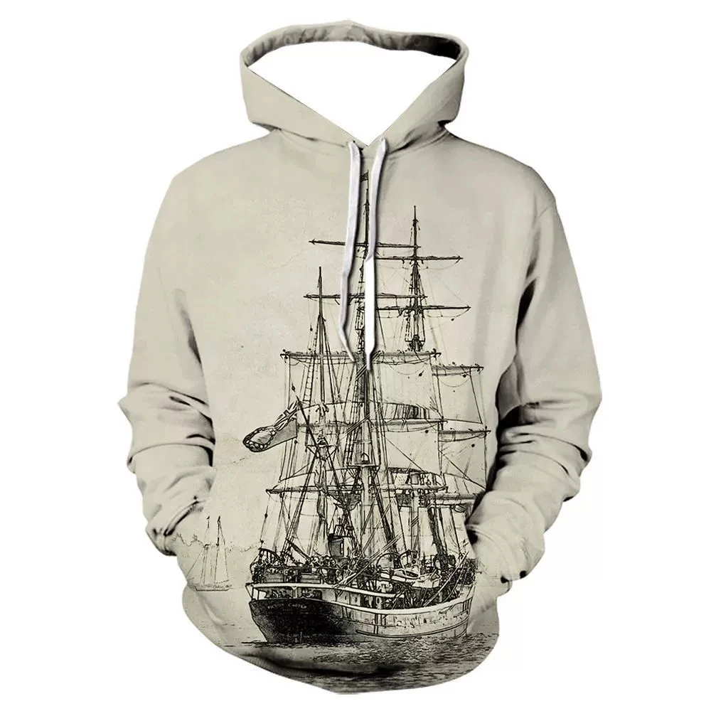 Fashion 3D Print sailboat Hoodie Men Women Hoodies Streetwear Oversized Pullovers Hooded Sweatshirts Male Tops Tracksuit Men