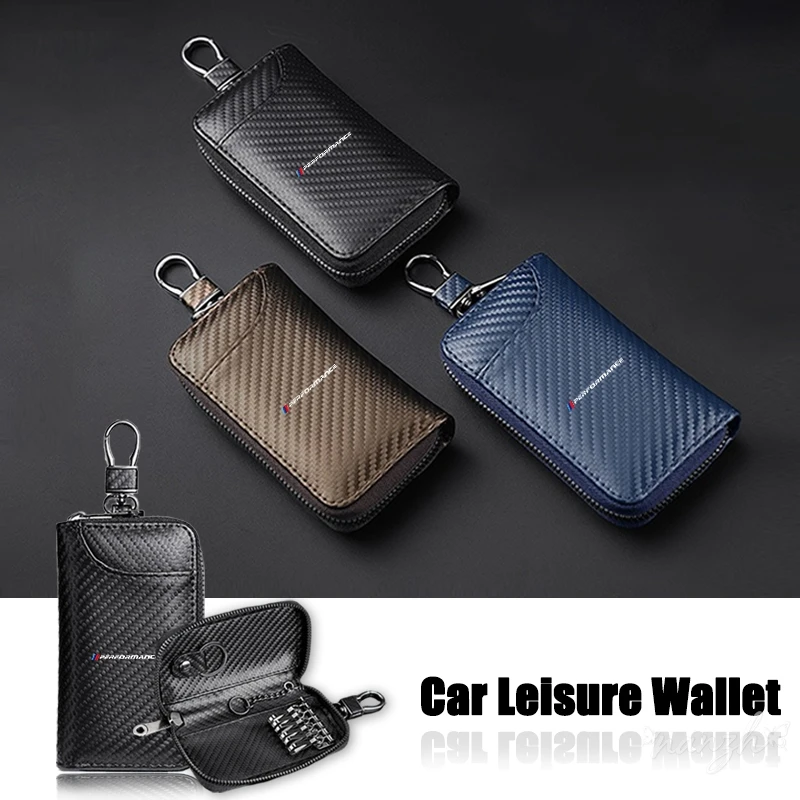 

Carbon Fiber Fabric Keychain Unisex Multifunction Wallet For M Performance Key Case E46 E49 F30 E46 E93 E92 F34 F31 Z4 X7