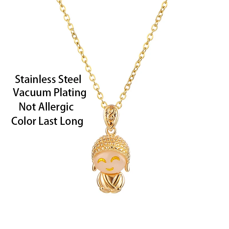 محظوظ ليتل Maitreya بوذا قلادة القلائد للنساء ، الفولاذ المقاوم للصدأ الإناث سلاسل ، خمر نمط المجوهرات ، لطيف ، الجملة ، جديد