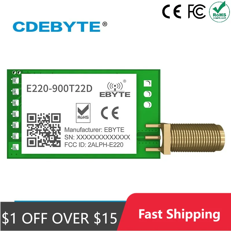 LoRa 868MHz 915MHz LLCC68 Wireless Module 22dBm Long Range 5km CDEBYTE E220-900T22D SMA-K UART RSSI Transmitter Receiver DIP