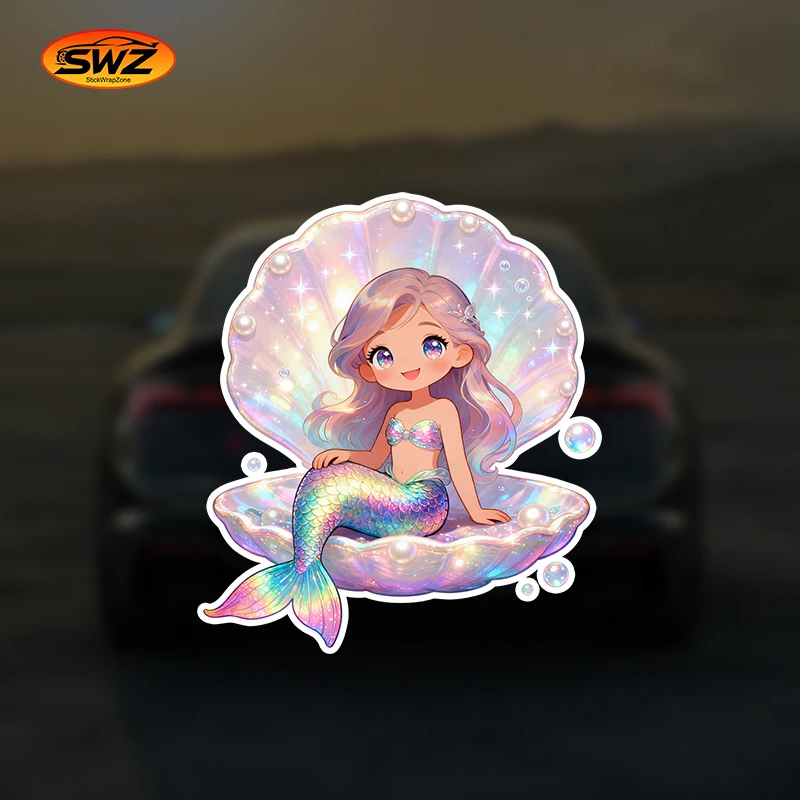 

Симпатичная автомобильная наклейка «Русалка» — водонепроницаемая блестящая наклейка из ПВХ для девочек, ноутбука, бампера, шлема, украшения для скутера, двери, гладкая поверхность