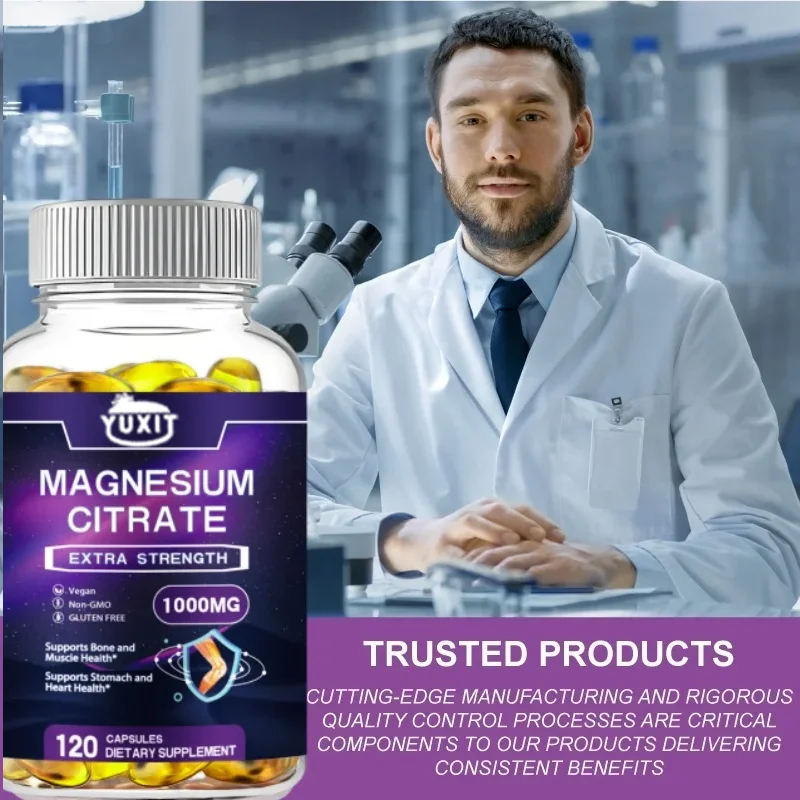 YUXIT Magnesium citrate 1000MG for calming, relaxing, constipation, and digestive support supplements, non genetically modified