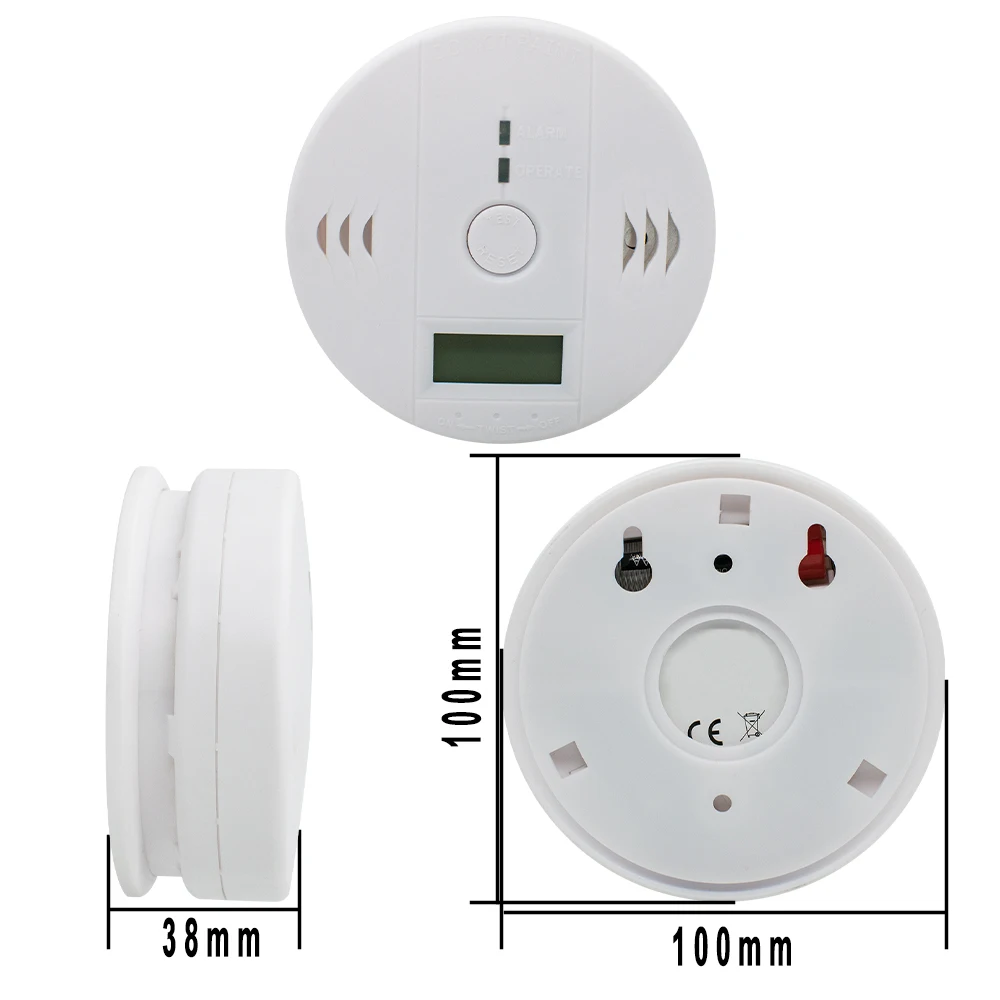 Independent CO Alarm Sensor Carbon Monoxide Alarm Detector High Sensitive 85dB Warning with LCD Photoelectric Display