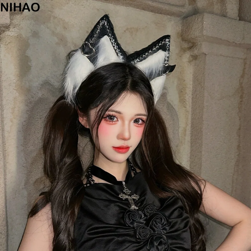 Practical Animal Cat Ears Headband Y2K Artificial Lolita Ears Headwear Reusable Faux Furs Animal Ear Headpiece Adults