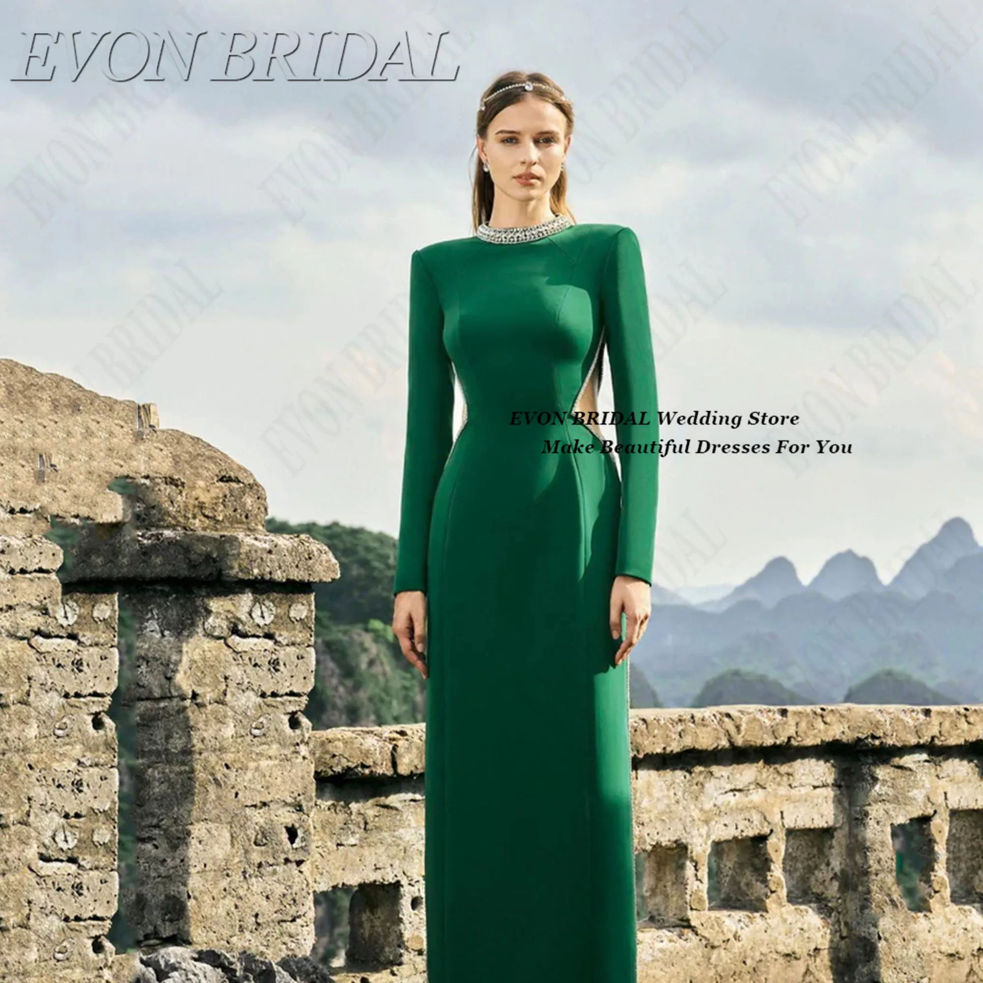 

Retro Elegant Party Dresses Midi Cut-out Gala Party Dress O-Neck Wedding Evening Gown High Quality Woman Customized EVON BRIDAL