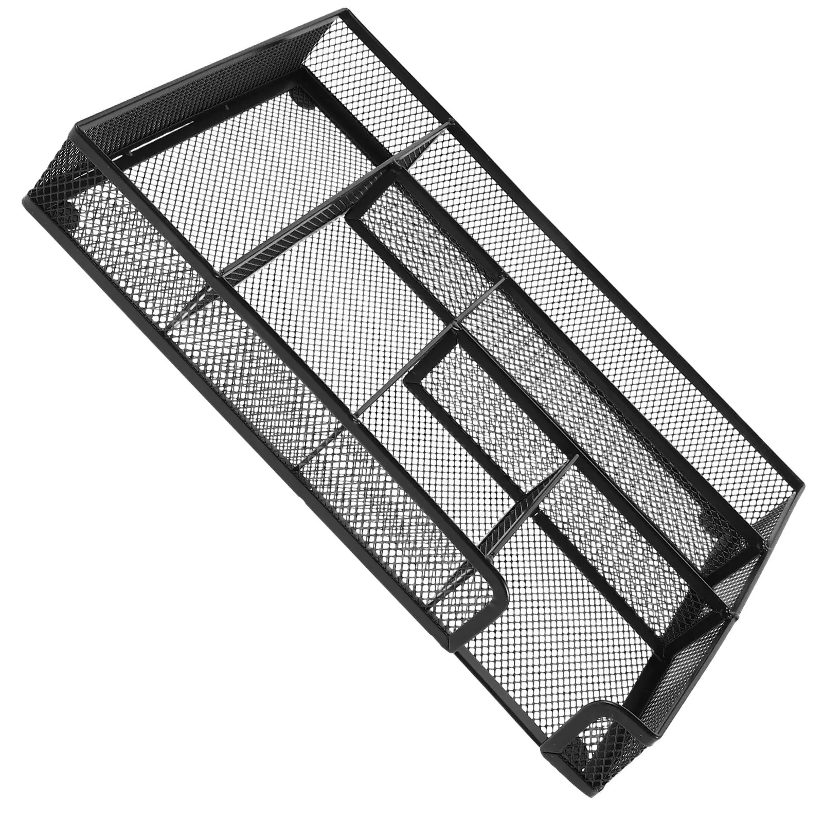 

Six-Compartment Metal Mesh Desktop Storage Tray Organizer for Office Supplies Stationery Art Crafts Dorm Desk Accessories Black