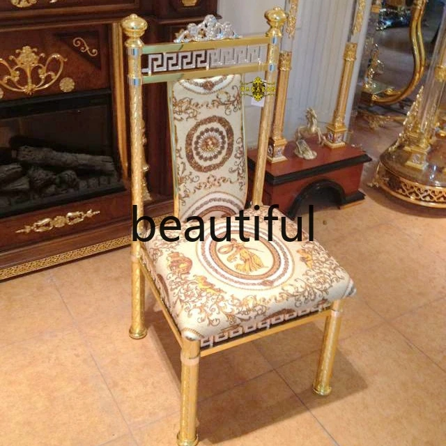 

Alloy K gold-plated silver-plated casual dining chair Beige fabric chair D