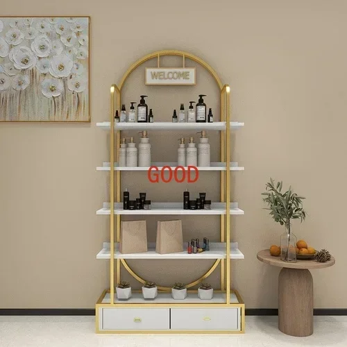 Display Cabinet Beauty  Product Cabinet Display Rack Skin Care Products Display Rack Barber Shop with Light