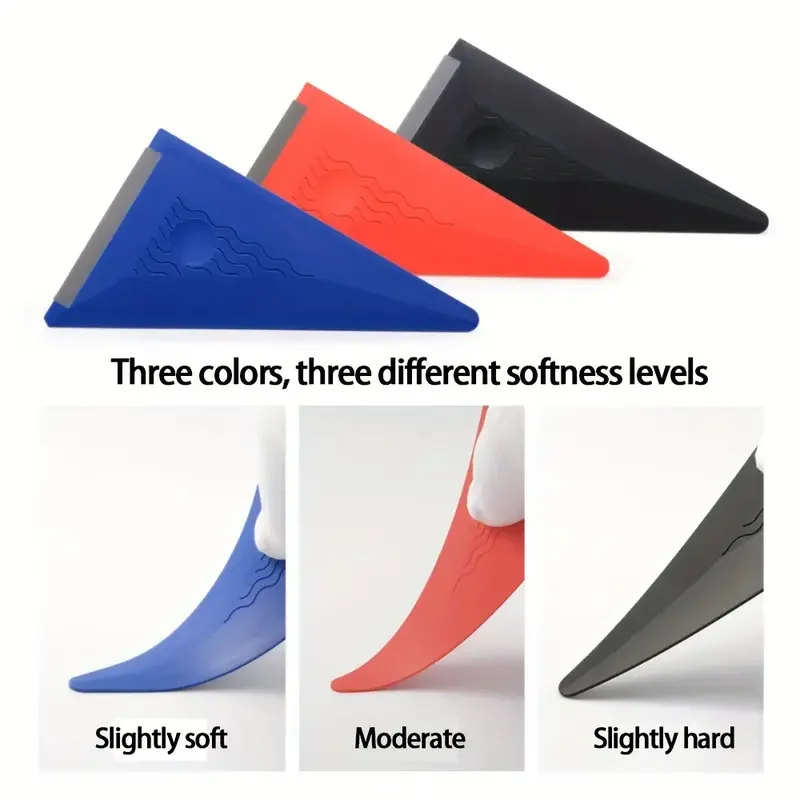 Herramienta para pegar películas automotrices, raspador suave de silicona, raspador de construcción para pegar películas, raspador triangular de silicona.