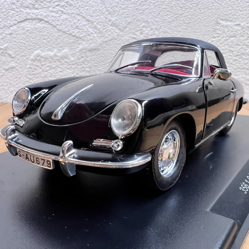 Diecast 1:24 Scale 356 1.6 Super 90 Cabriolet 1962 Alloy Emulation Car Delicacy Model Static Toy Gift Display-Packing Tape Marks