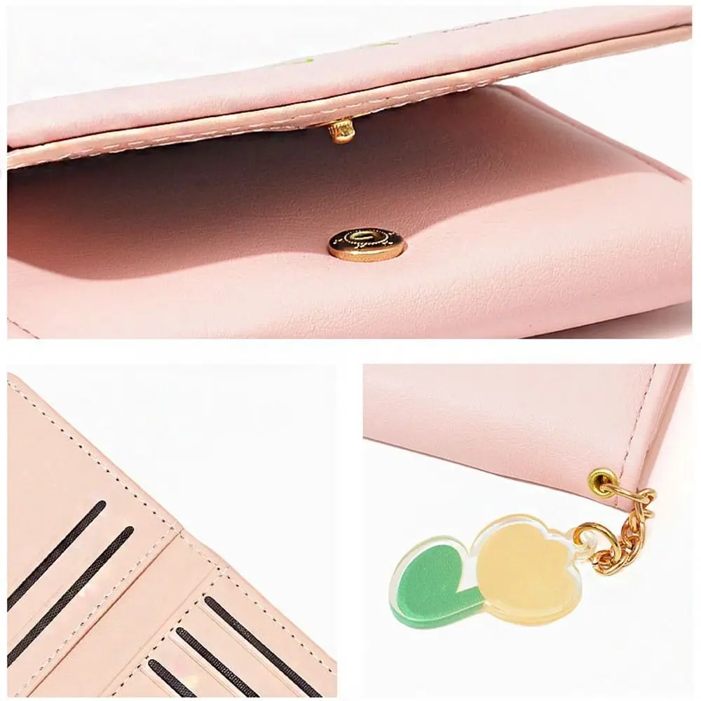 Bolso de mano con múltiples bolsillos para mujer, billetera de cuero PU con estampado de tulipanes, Clip para tarjetas de crédito, monedero corto, tarjetero