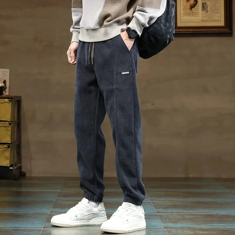 

Spring Autumn Men High-grade Splicing Ankle Pants Explosive Fashion Casual Loose Anti-wrinkle Trend Casual Trousers New 2023