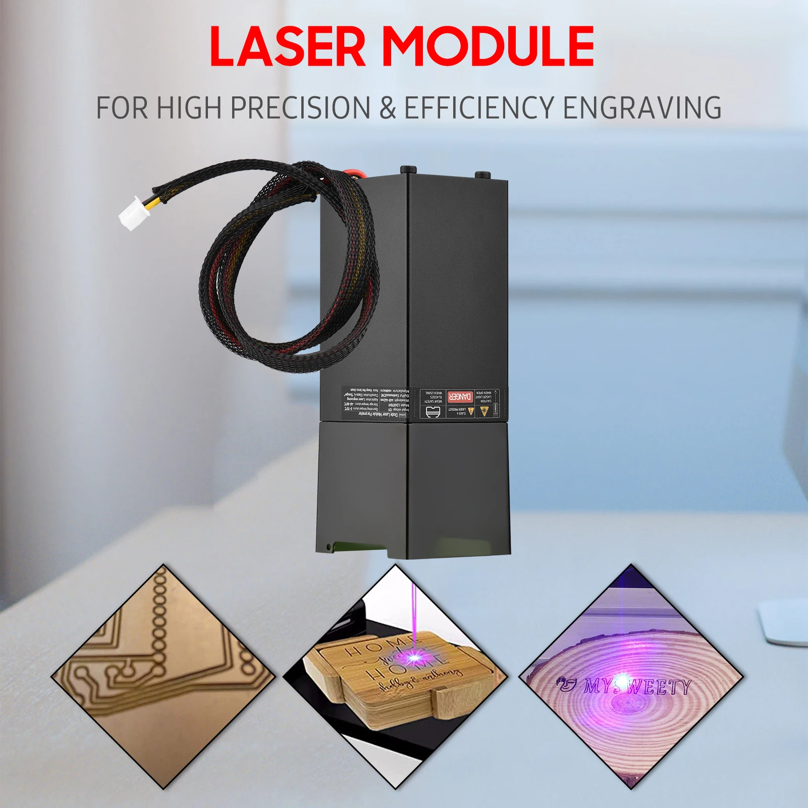 450nm 80W Laser Module Fixed Focal Length High Speed Laser Engraver CNC Router Engraving Machine DIY Craft Wood Leather Cutting