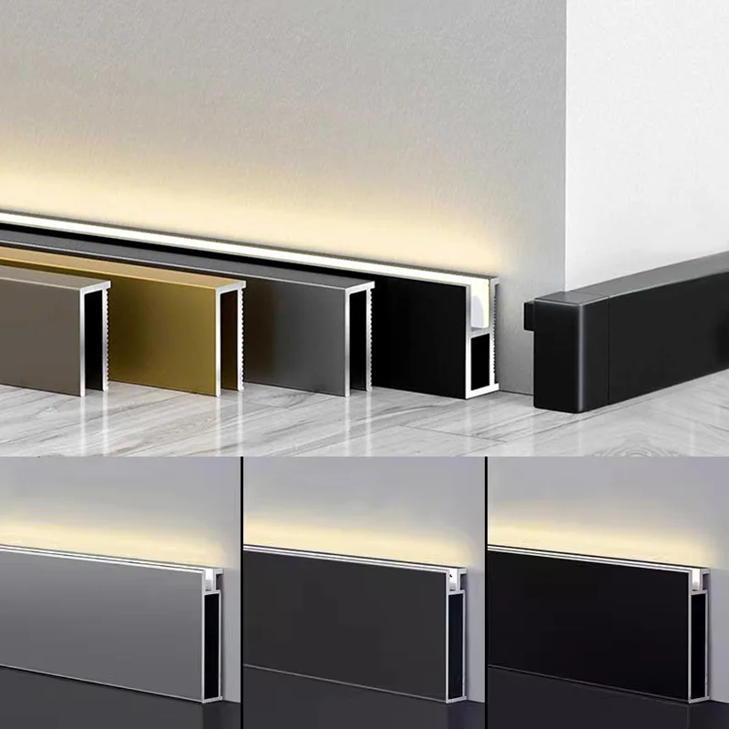 Minimalistyczny Profil Aluminiowy LED do Listew Przypodłogowych Mini LED H15MM Montowany na Powierzchni Ultra-Cienki Ukryty Listwa Świetlna