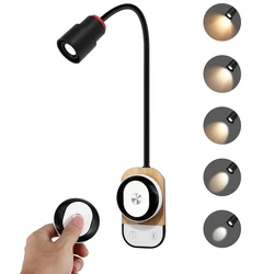 Tokili Portable LED Reading Lamp 5 Colors&Brightness Hung Light USB Chargeable Magnetic Remote/Touch Control Study Wall Sconce