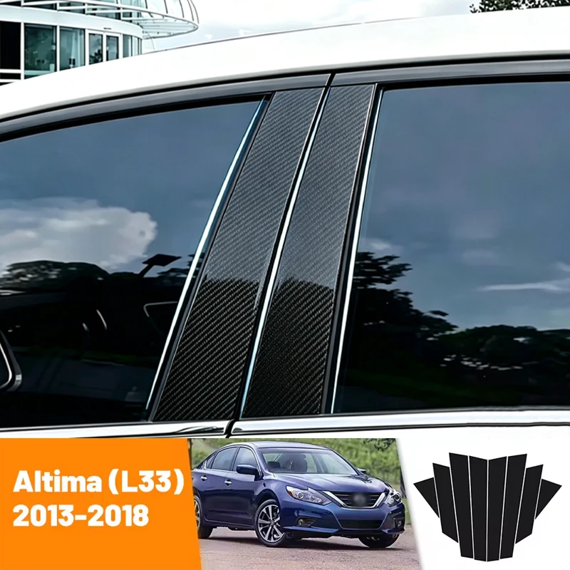 For Nissan Altima L33 2013-2018 2014 2015 2016 2017 Carbon Fiber Window Door Column Deal B C Pillar Post Cover Trim Sticker