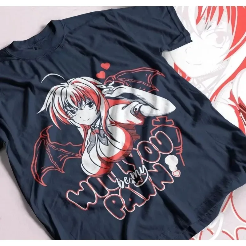 Summer Sale High School DxD Anime T-Shirt, Rias Gremory, Akeno Himejima, Issei Hyodo Graphic Tee, One Size Men's Crew Neck
