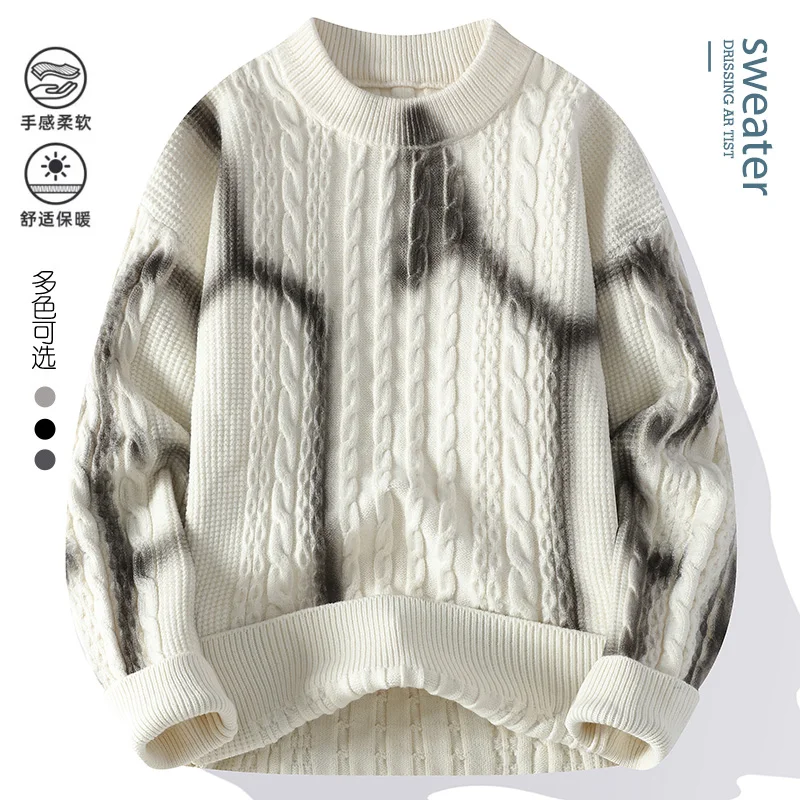 

Брендовая одежда, модные свитера высокого качества, мужские свободные повседневные вязаные пуловеры, мужские повседневные свитера с круглым вырезом