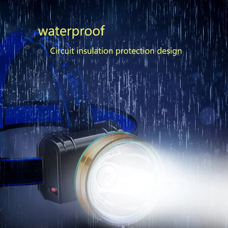 مصباح يدوي محمول فائق السطوع ، مصباح أمامي قابل لإعادة الشحن للدراجات ، مصباح أمامي للصيد قابل للتدوير ، أزرق ، تخييم ، 1 صف صف