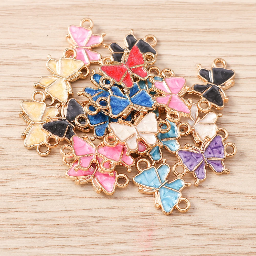 

Tusember 10pcs 10*16mm Cute Enamel Mini Colorful Butterfly Charms Connectors for Jewelry Making Earrings Necklace Accessories
