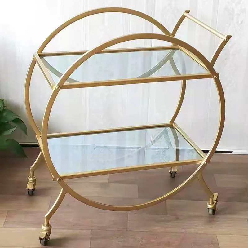 Modern Gold Living Room Mini Beverage Cart Dining Room Side Cabinet Beauty Trolley