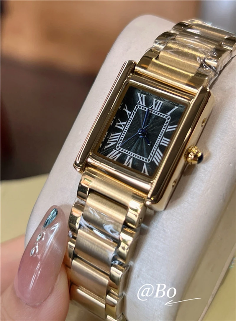Модные брендовые наручные часы для женщин и девочек, 22 мм, красивый прямоугольный циферблат, стальной ремешок, кварцевые роскошные часы, хорошее качество CA199