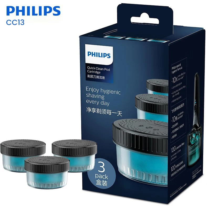 Líquido de Limpieza para Afeitadora Eléctrica Philips, Paquete de 3, Cartucho de Limpieza Rápida Compatible con las Series S7731/S9935/S8692