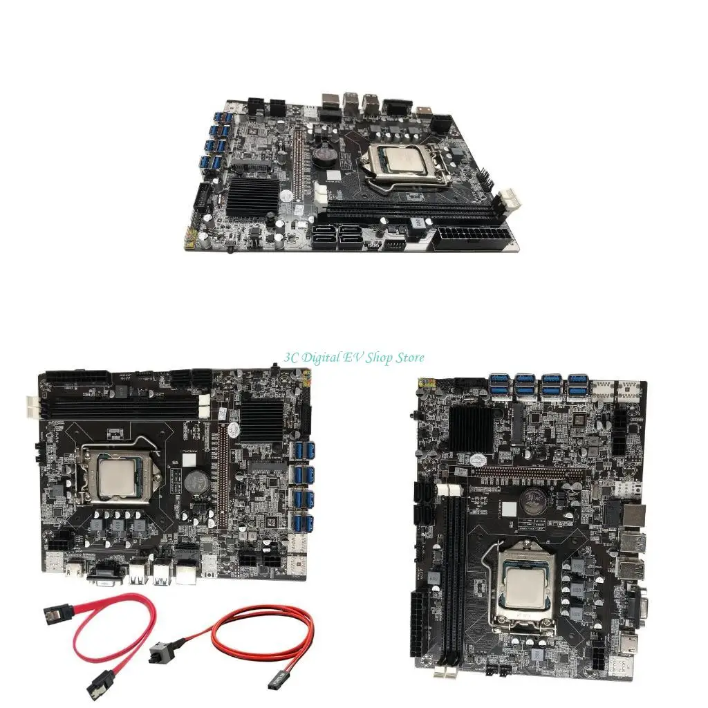

E74D Miner LGA1155 DDR3 DIMM RAM-Compatible for GPU Cryptocurrency Mining BTC Motherboard 8 USB3.0 to PCIE Graphics Card Slot