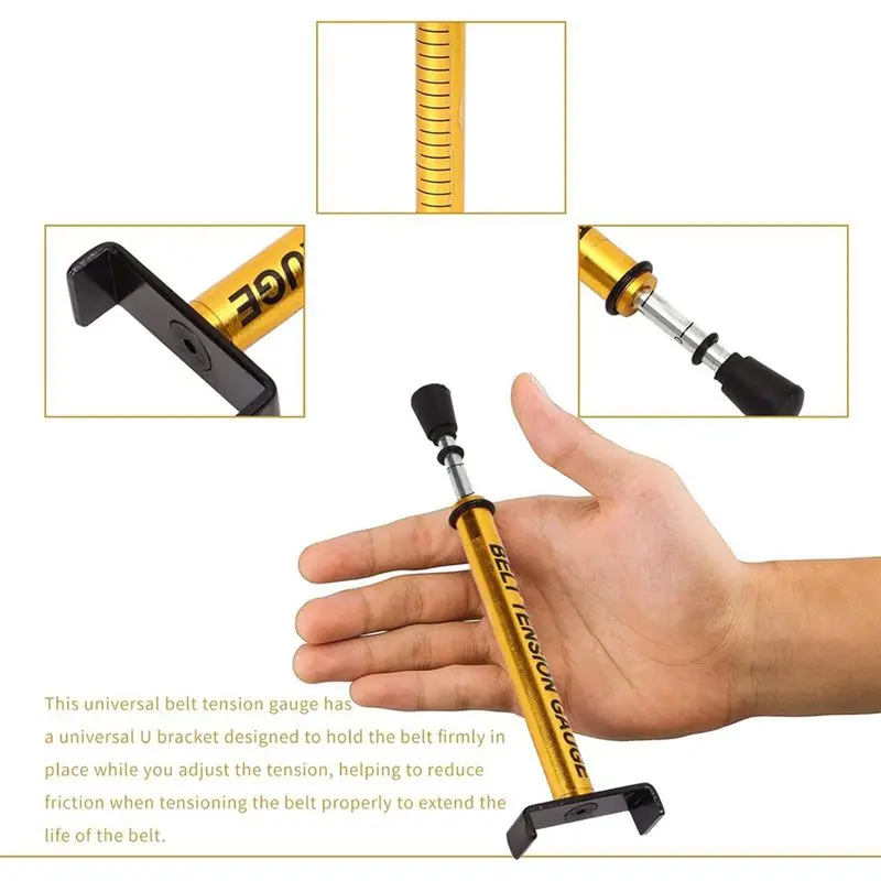 LIKE WISH Belt Tension In Gauge, Belt Gauge Tool, Adjustable 10 Pounds, With L Shaped Pad, Motorcycle Belt Tension Tool